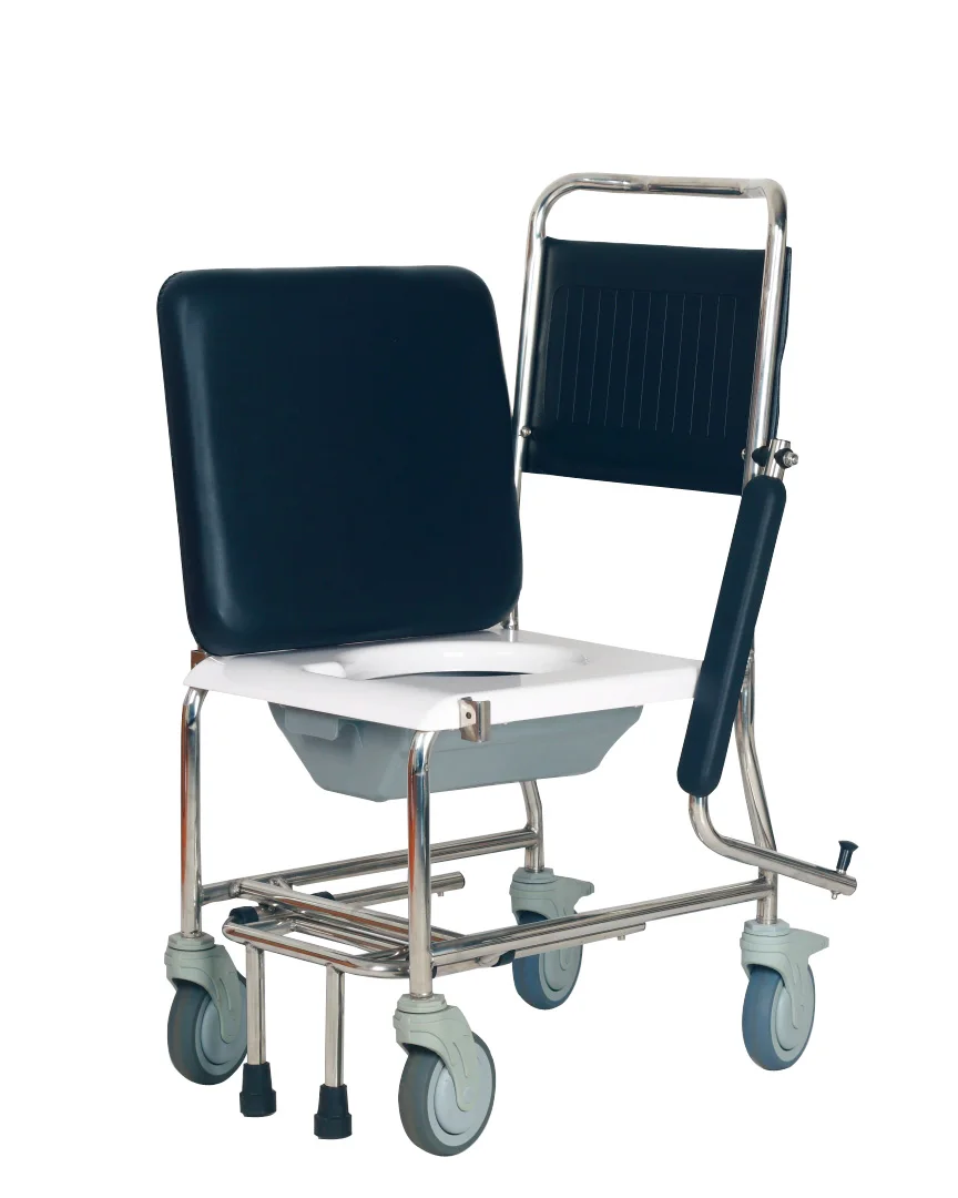 Stainless Steel Commode Chair With Wheels Toilet Wheelchair Bath Toilet