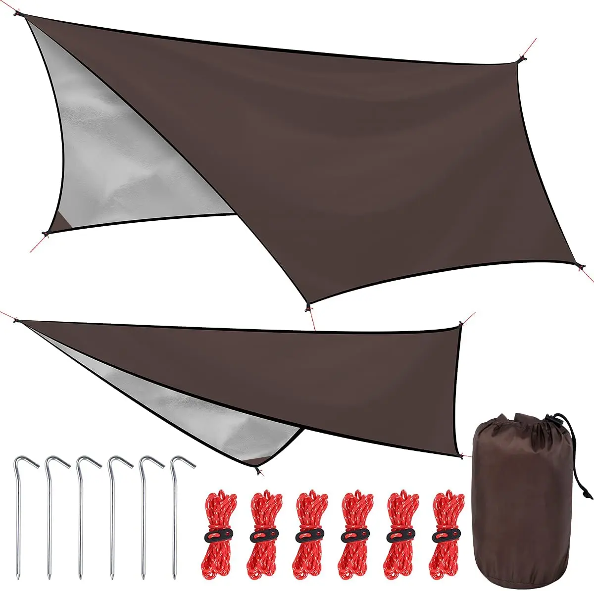 Woqi Waterproof Tent Outdoor Family Portable 3-4 Person Camping Hammock Rain Fly Tarp