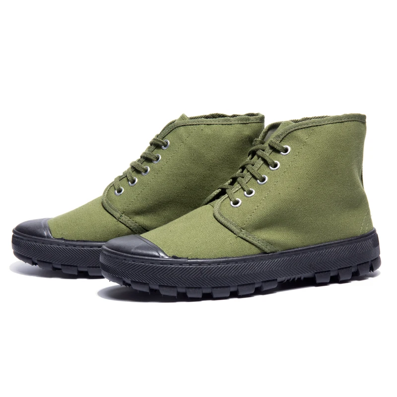 

3518 Cheap Outdoor Canvas Shoes, High-top Farming Army Training Trekking Shoes, Plus Size 34 - 45, Green