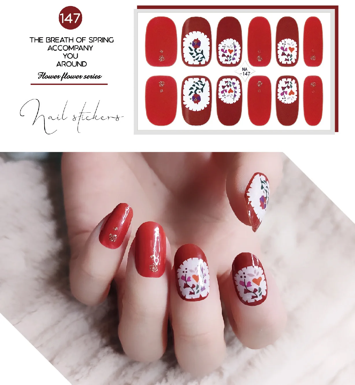 

Japanese nail stickers flowers and leaves sticker nail polish nai decal, As picture