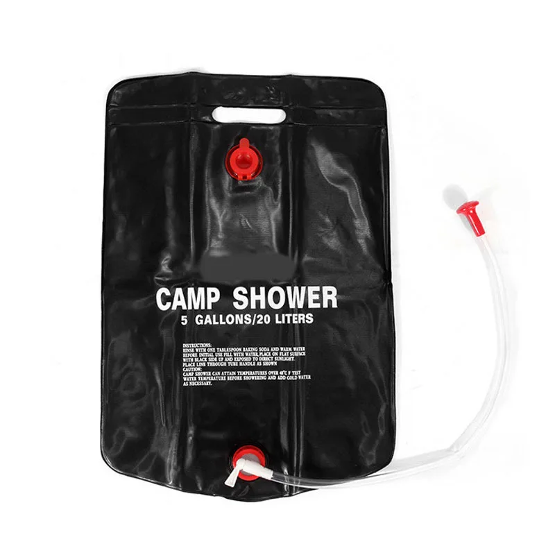 

Camping Shower Bag 20L 5 Gallon Portable Hanging Shower Solar Water Bag Camping Accessories, Black