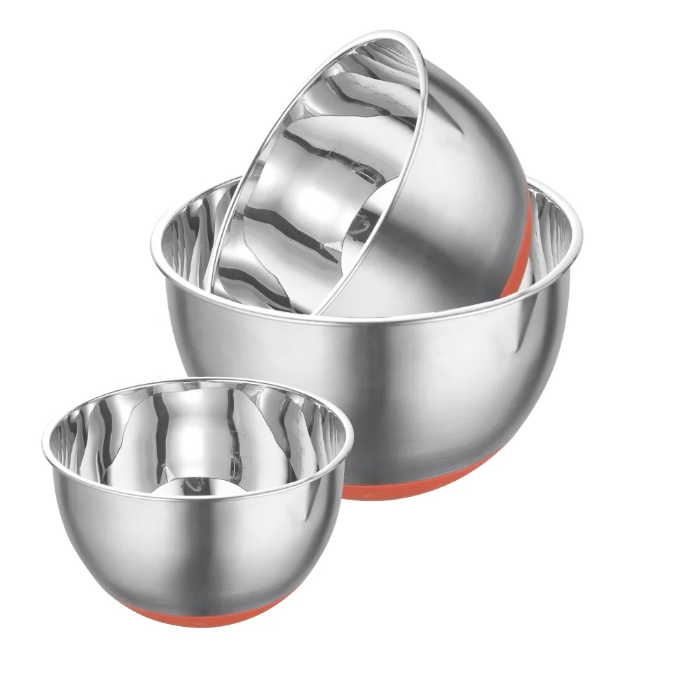 

Eco-friendly kitchen non skid personalized salad bowl set stainless steel mixing bowls