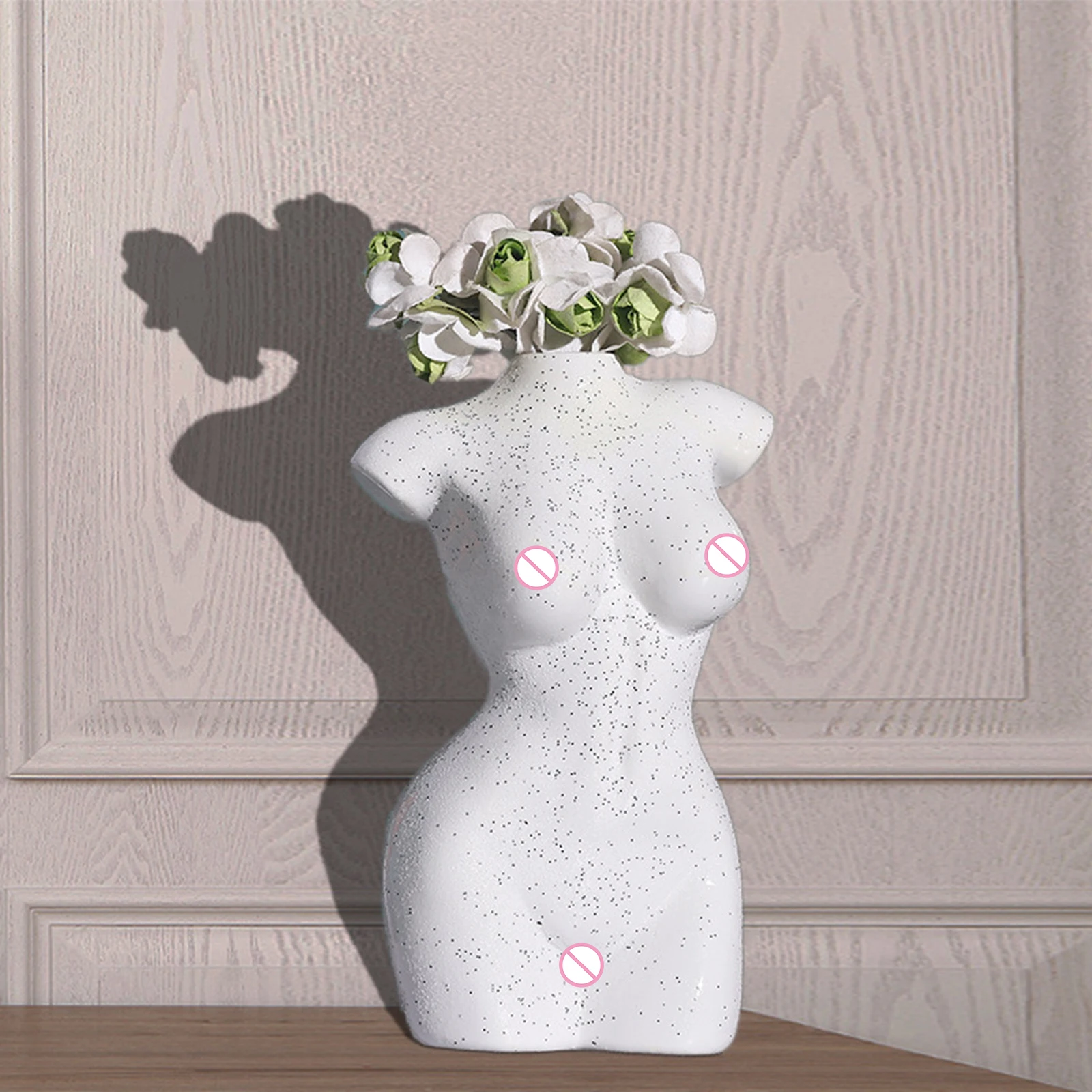 

Nordic Abstract female Body Art Vase Creative Human Ceramic Vase for Home Decor Arrangement Gift Desk Decor culpture Flower, White