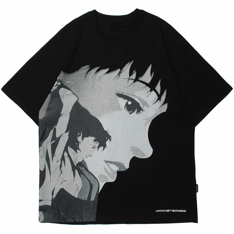

Anime Girl Graphic Custom T Shirt Cotton Casual Loose Fit Tee Tall Big Men's Shirt Print Oversized Tshirt Black Men' Clothing
