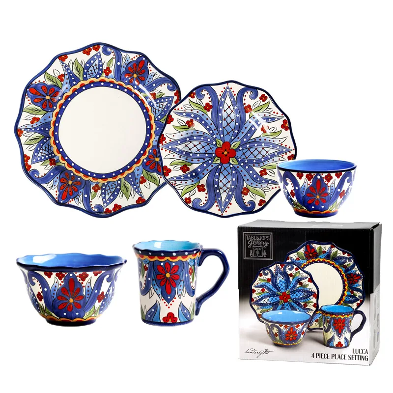 
Creative ceramic tableware set home hand-painted large tableware 