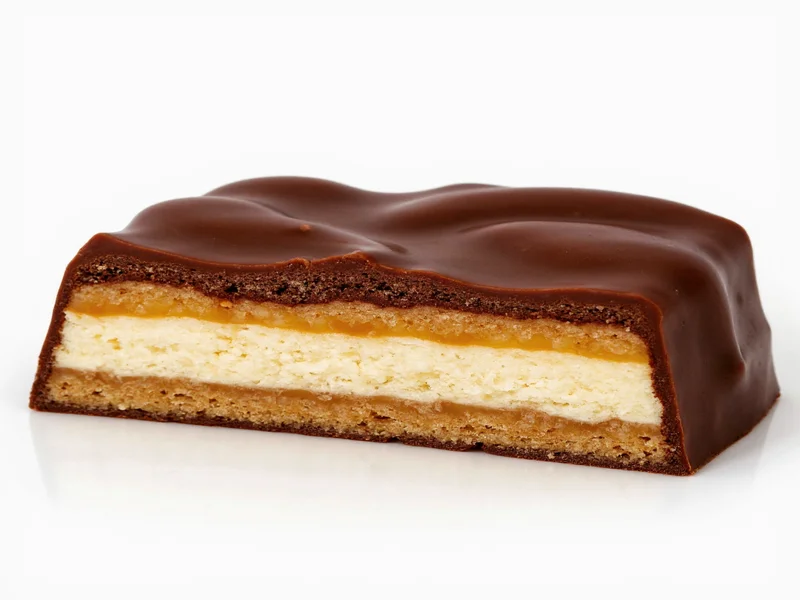 Homemade Twix bars with layered cross-section