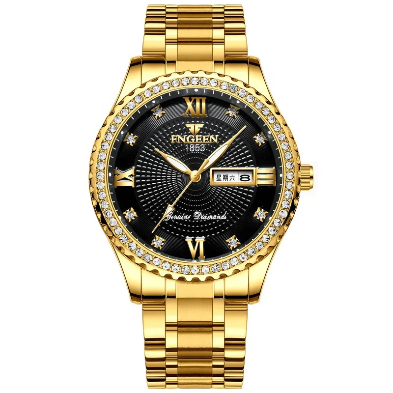 

en or gros personnalisable quartz man watch marque logo sport luxury de luxe montre homme, Black ,white,blue,brown