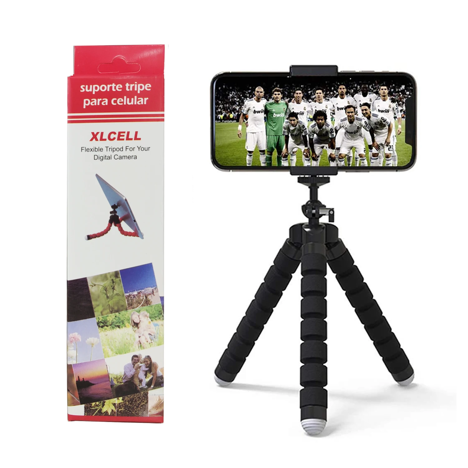 

Mini Flexible Sponge Tripod Holder Mount Adapter Smartphone Phone Tripod With Packing Box, Black,blue,red