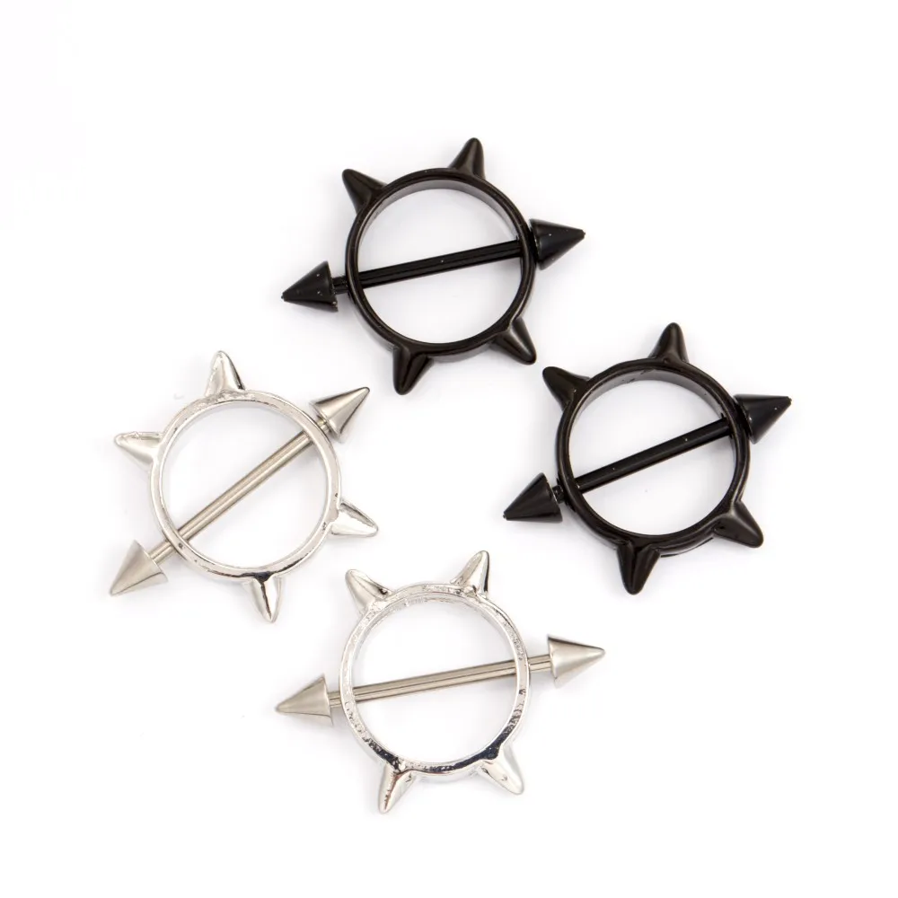 

Wholesale Surgical 316 stainless steel piercing jewelry Six-cone nipple jewelry punk style Nipple ring