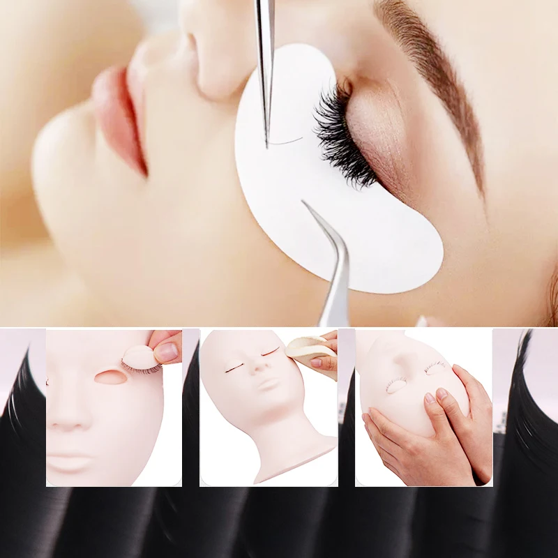 

2021 Beauty Product Training Practice Make Up Eyelash Extension Mannequin Head eyelash mannequin for eyelash practice mannequin, White,yellow,brown