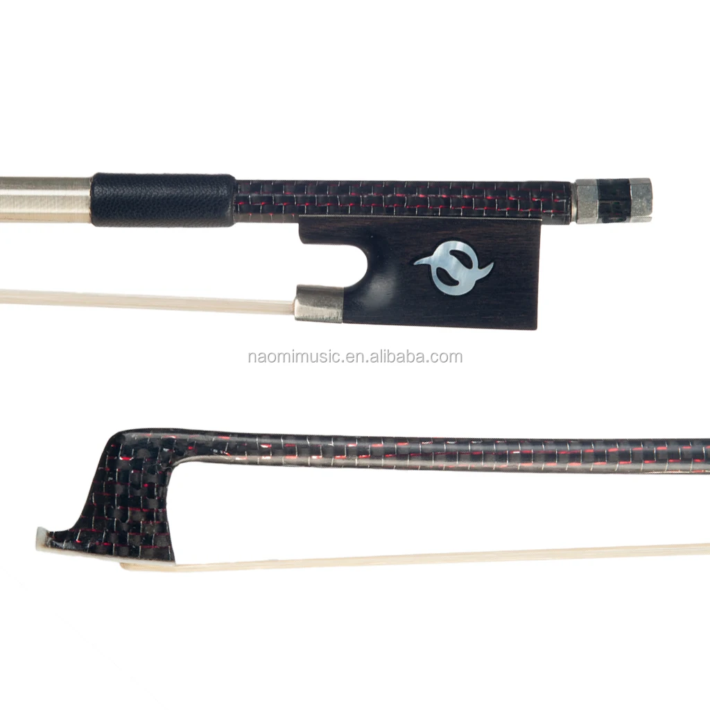 Naomi 4/4 Carbon Fiber Violin Bow Red Silk Braided Carbon Fiber Round