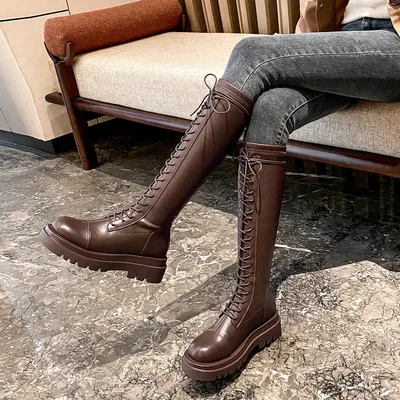 

wholesale 3A quality thigh high flat boots 2021 leather boots designer martin boots women famous brands