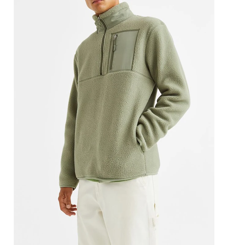 

Wholesale Teddy Fleece Half-Zip Jacket Men's Pullover Fleece Fashion Streetwear Sweatshirt Men Sweatshirts