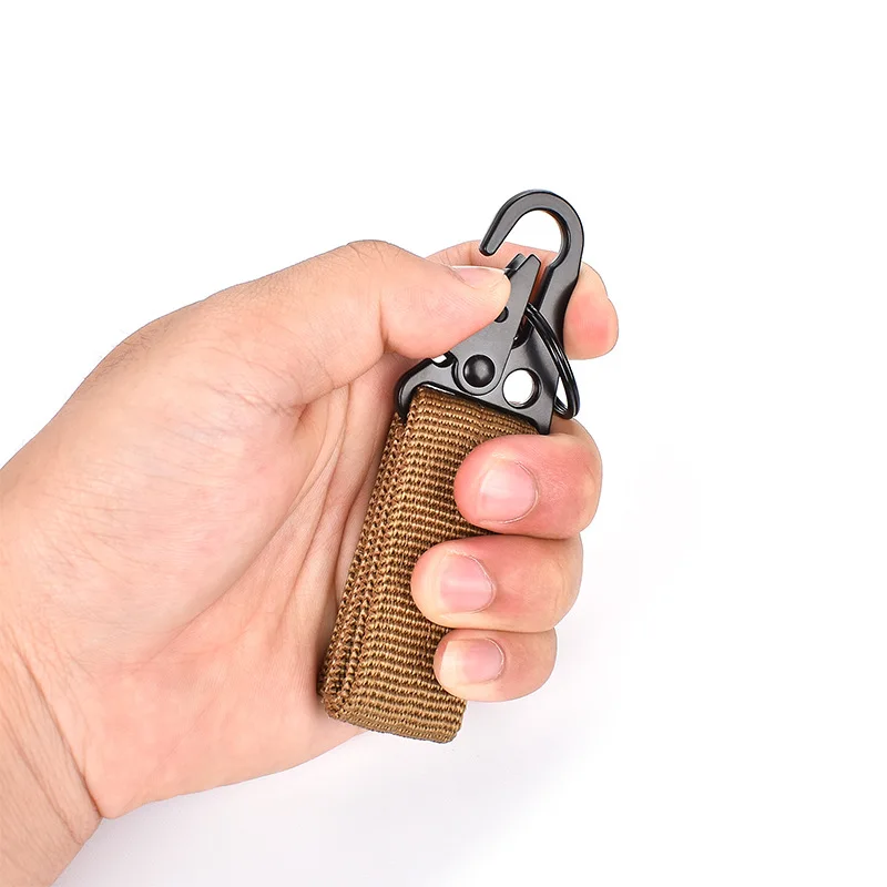 

Nylon Outdoor Tactical Belt Carabiner Key Holder Bag Hook Canvas Keychain