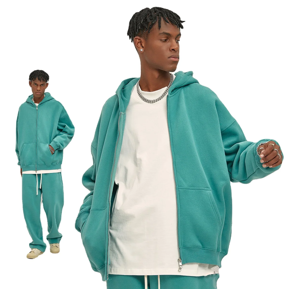 

350GSM Unisex Men's Fall Winter Thick Warm Fleece Zip Up Hoodies Men Heavy Weight Custom Blank Sweatshirts