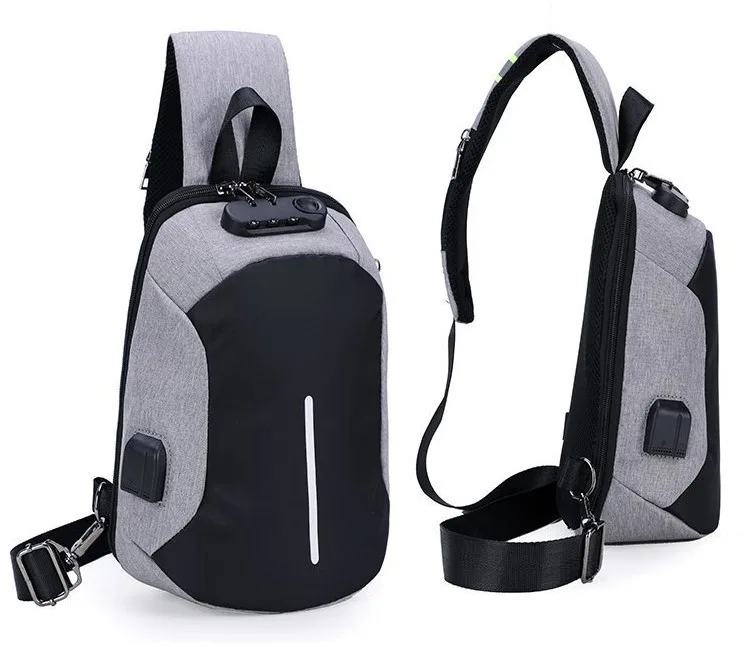 

Anti-theft Chest Bag Oxford Waterproof Shoulder Crossbody bag with usb charging port messenger bags Men, Accept customized color