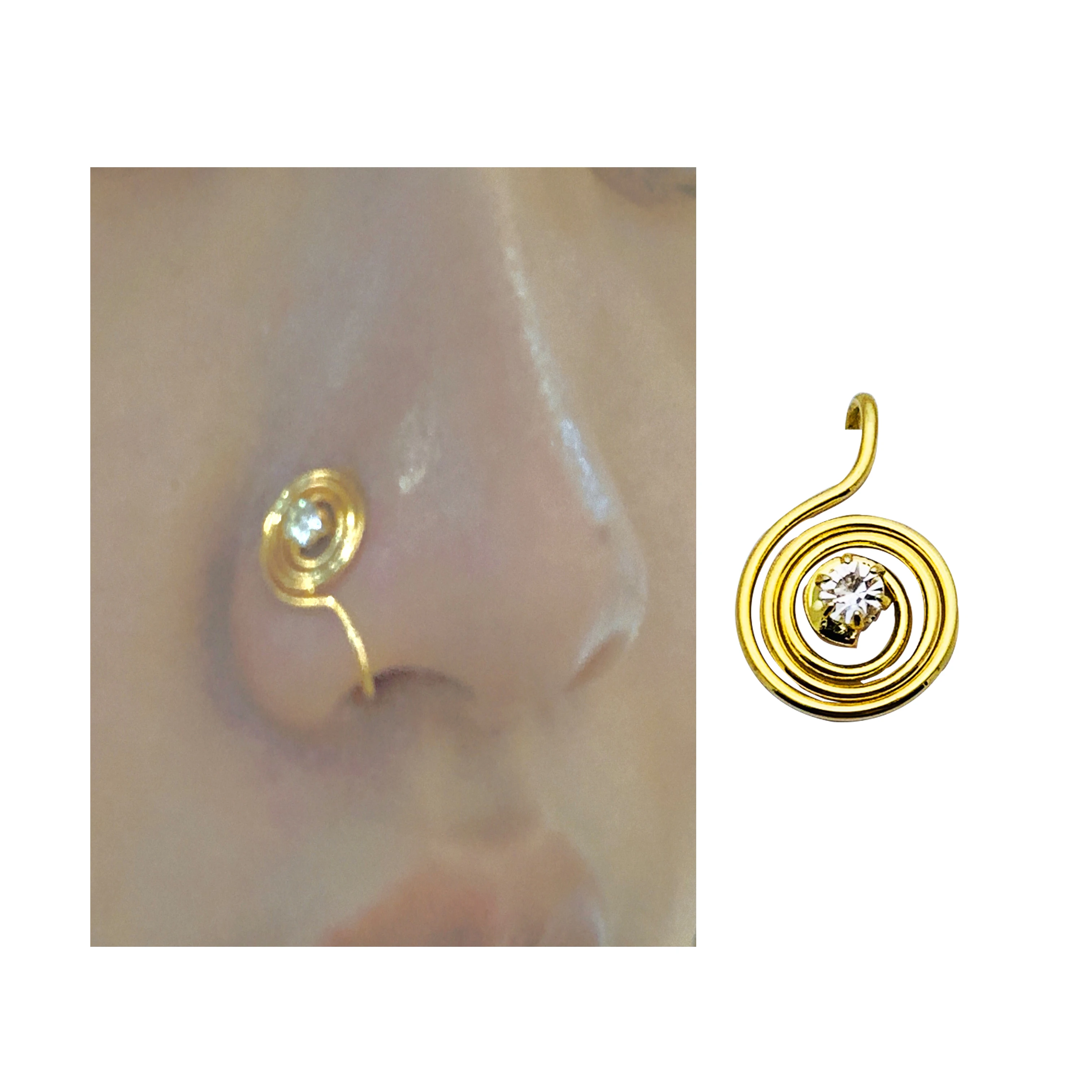 

Eico Fashion Jewely Clip On Nose Ring silver cz zircon shape Snake Nose Ring, Accept custom color