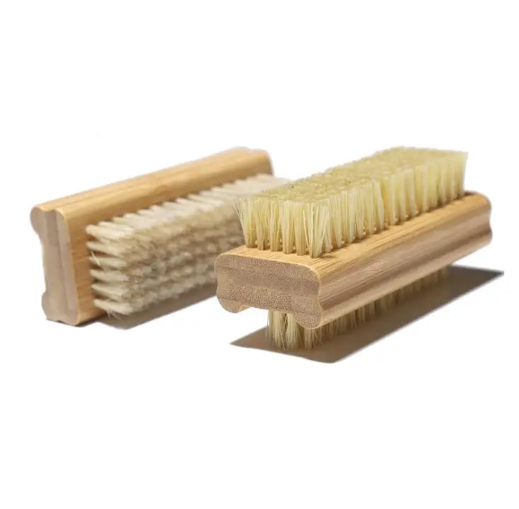 

Natural Boar Bristle Brush Wooden Nail Brush Foot Clean Brush Body Massage Scrubber Make Up Tools, As pic
