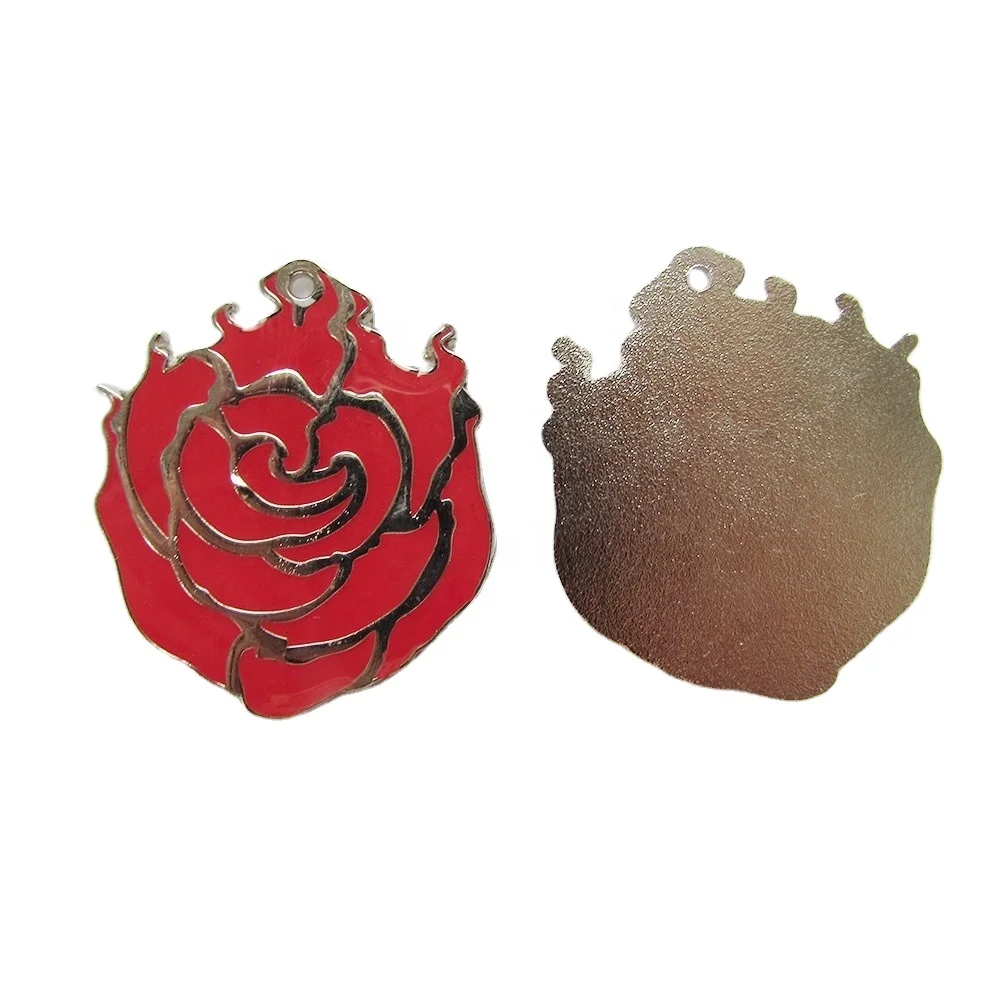 

Wholesale simple pattern beautiful red rose trading high quality soft enamel black nickel lapel pin, Multiple color