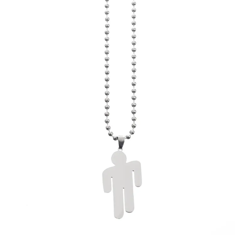 

Personality Rapper Billie Eilish Necklace Silver Plating Stainless Steel Necklace Round Beads Chain Street Punk Style For Unisex, As picture