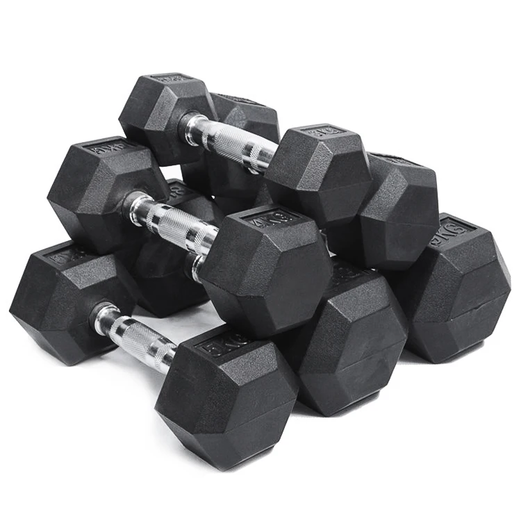 

cast iron fitness equipment Rubber Dumbell/rubber hex dumbbell