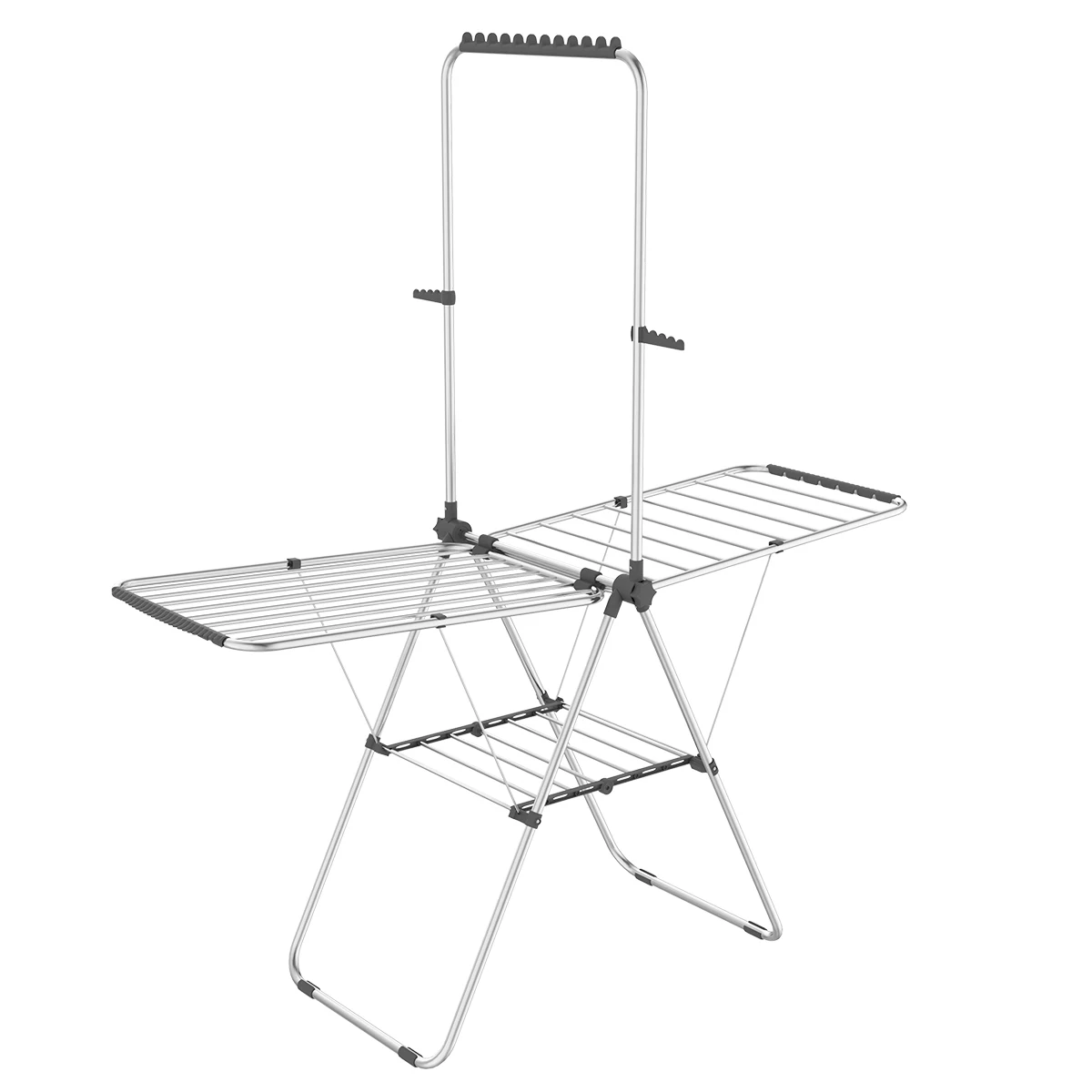 

ORZ0397 Laundry Rack Wholesale Stainless Steel Folding Clothes Dryer Height Adjustable Gullwings Rack for Bedding Clothing, Grey & silver
