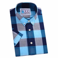 

Tailored males cotton square collar plaid long sleeve casual shirt