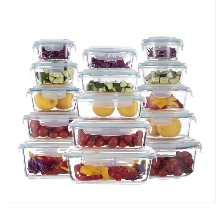 

Kitchenware Leak-proof rectangle food glass storage container glass lunch box lunchbox, Customized color