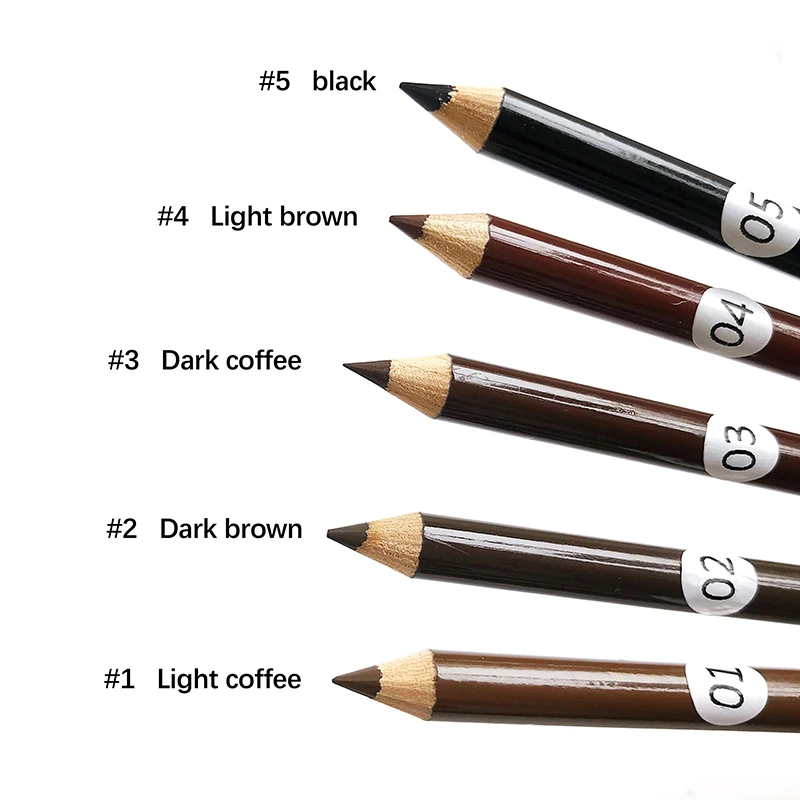 

5 Colors Matte Wooden Custom Brow Pencil Private Label Eyebrow, Multi-colored