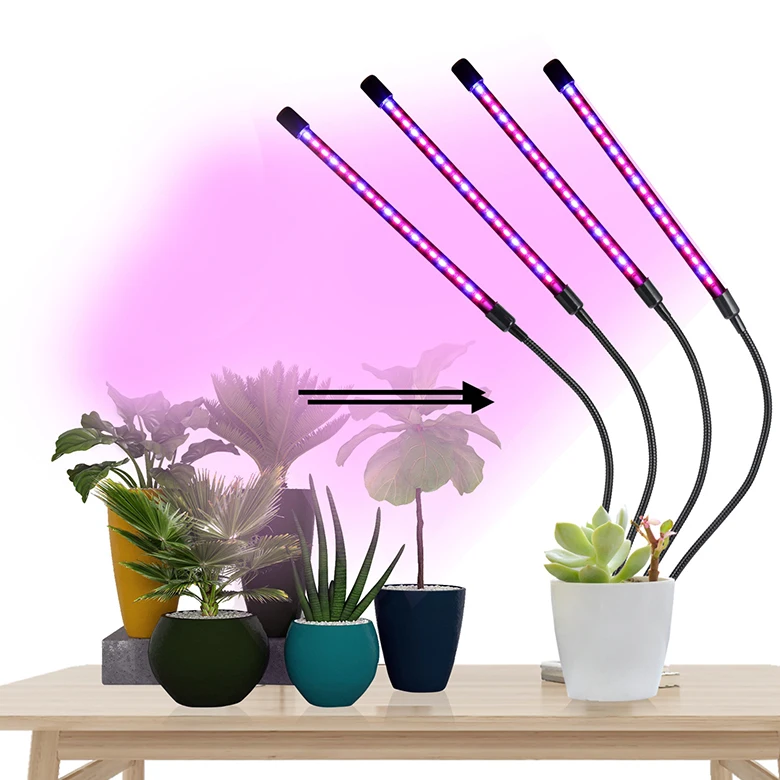 4 Head Clip Grow Light Dest Grow Light 40W 80 LED Dimmable LED Plant Grow Lamp Full Spectrum with Dimmer and Auto ON/OFF Timer