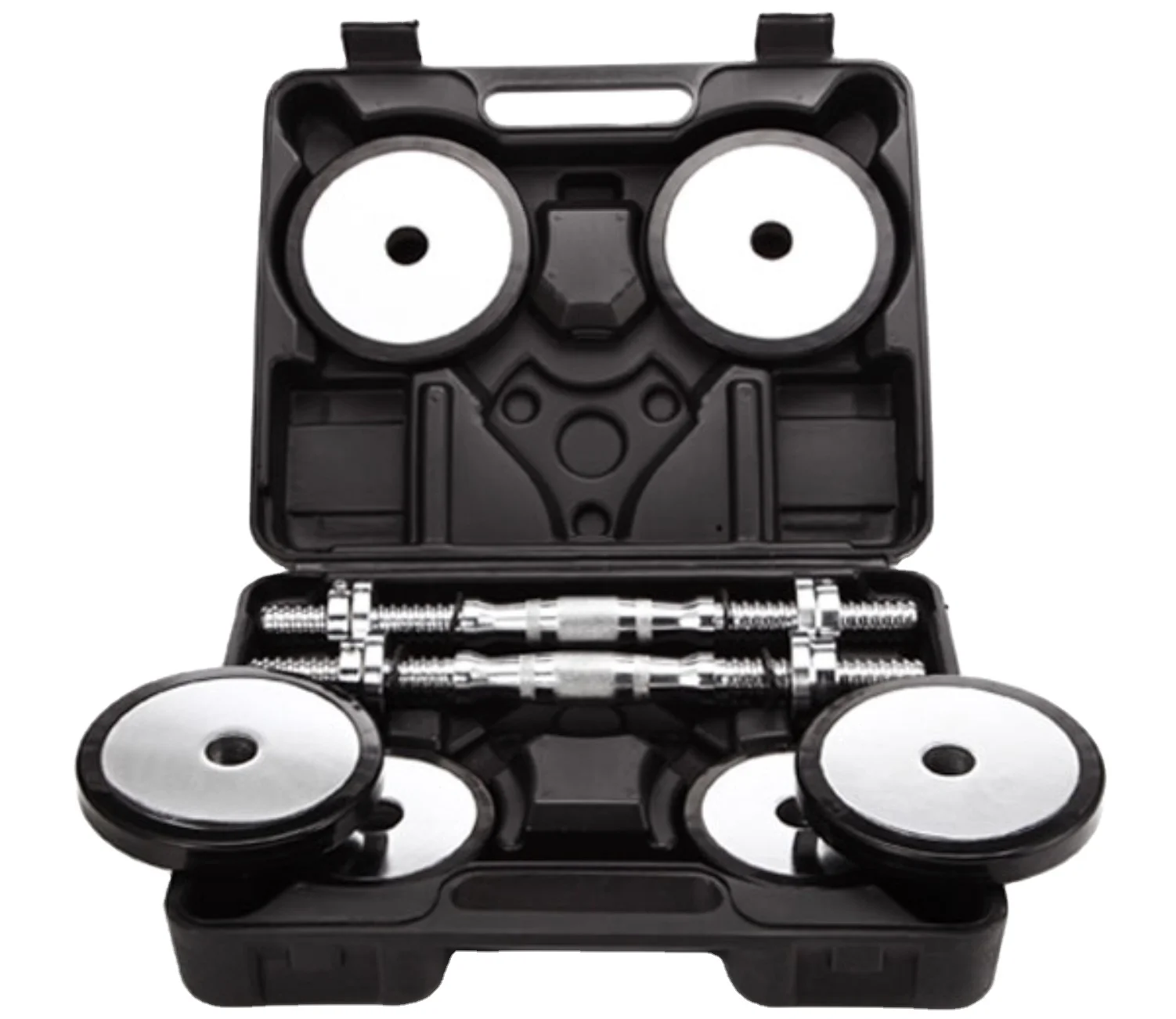 

Nice quality steel chrome dumbbell set with rubber ring for gym fitness and home exercise, Black+silver