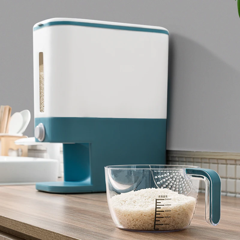 

Smart Plastic Large Capacity Household Moisture Proof Rice Dispenser Storage Container, White+blue white+grey