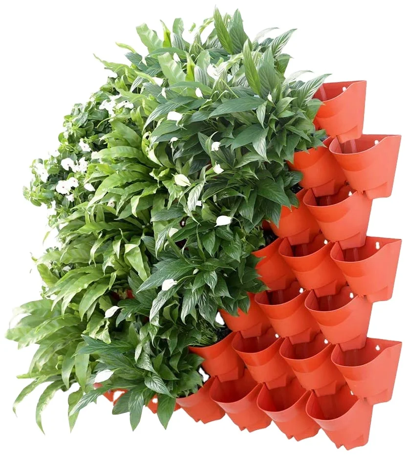 

14 Pack 42 Pockets Brick Red Vertical Self Watering Wall Planter Flower Pot