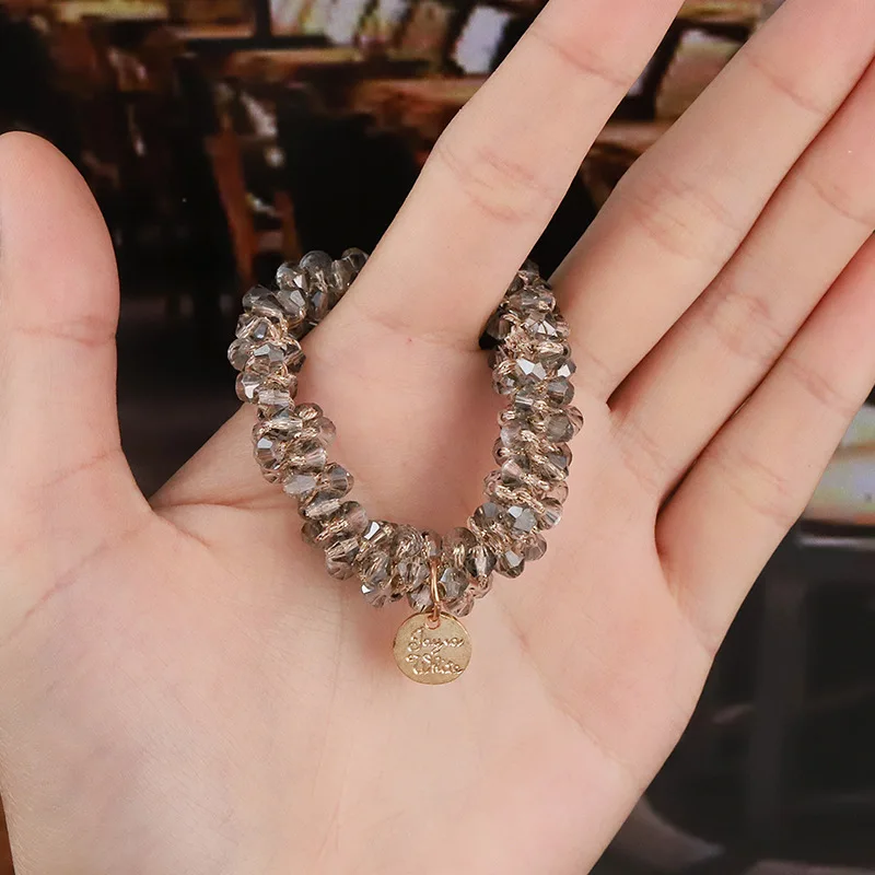 Yucat Wholesale Women Elastic Rope Rhinestone Hair Scrunchies Accessories Ponytail Holders Classic Pearl Scrunchies Hair Tie.jpg