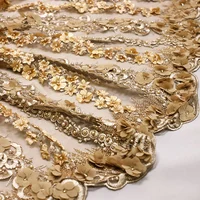 

Guangzhou Brown Applique Lace Rhinestones Beads for Dress, High Quality Bridal Hand Made Bead Lace Fabric