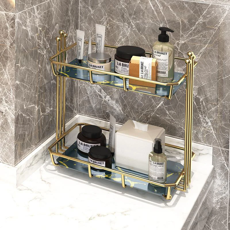 

Ceramics Storage Cosmetic Holder Rack Bathroom Storage Countertop Organizer Golden Plating Metal Stainless Steel Storage Rack, Colors