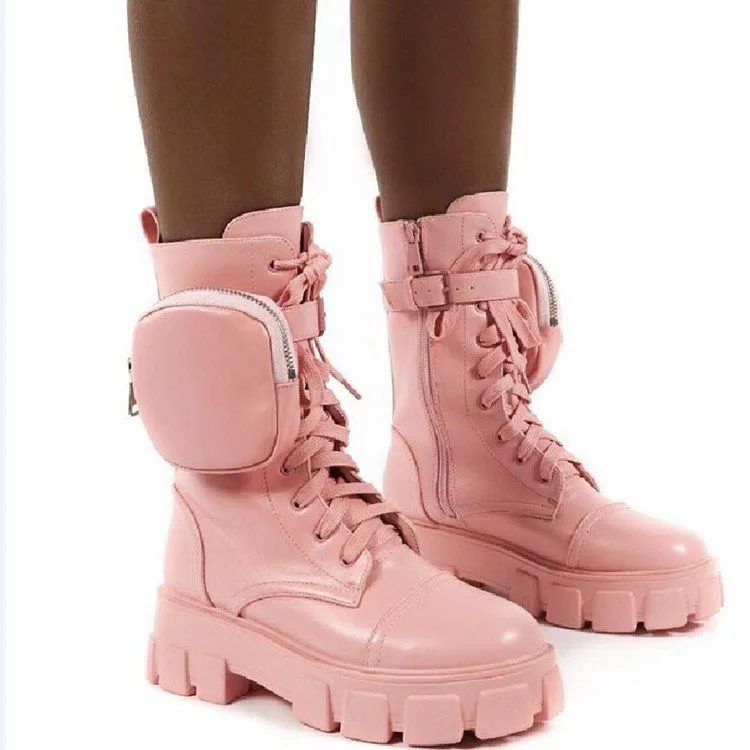 

New Candy Colors Pocket Short Boots Fashion Platform Boots For Women Ankle Boots, 4 colors