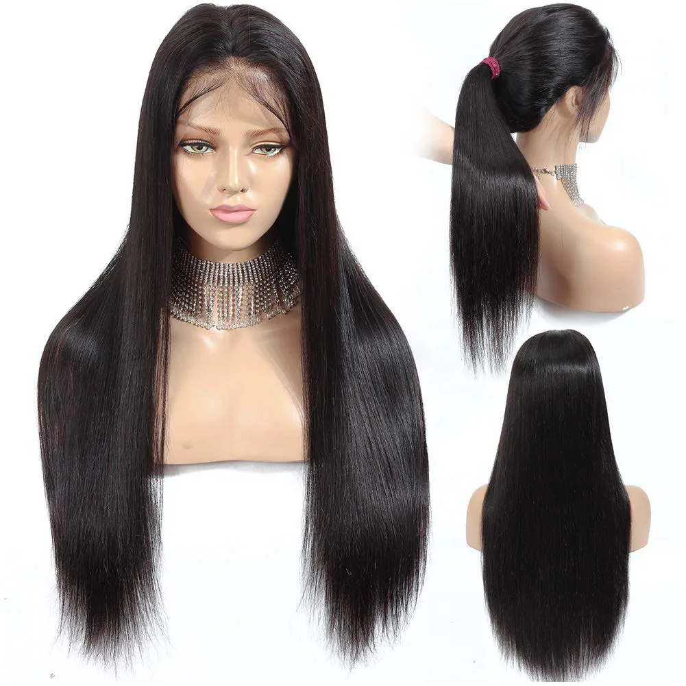 360 无胶蕾丝正面人发假发预拔发线直蕾丝前假发为黑人女性