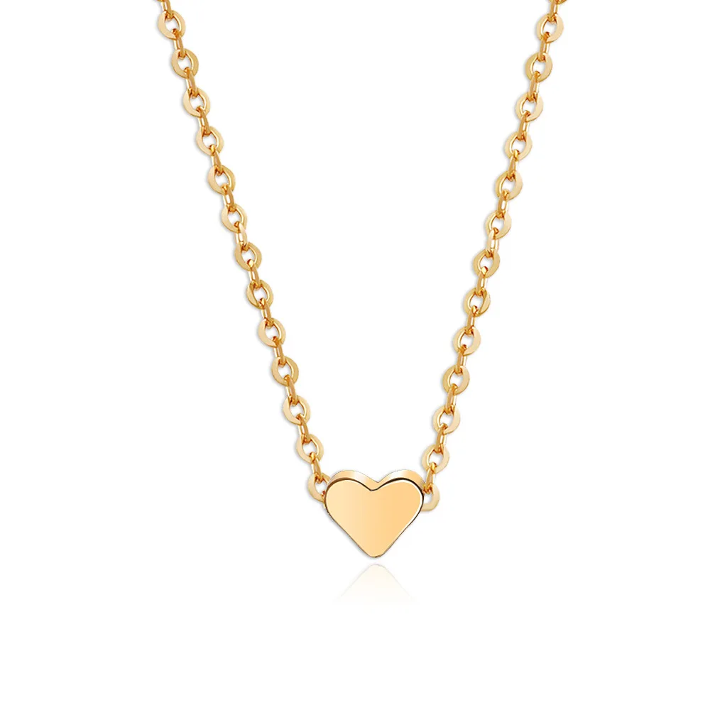 

Fashion Gold Chain Necklace Jewelry Dainty Tiny Charm Women Heart Shaped Choker Pendant Necklace, Gold and silver plating