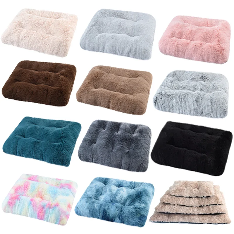 

Waterproof Washable Best Square Long Faux Fur Removable Non-slip Pet Puppy Perro Sleep Cushion Bed Cat Dog Bed, Various colors