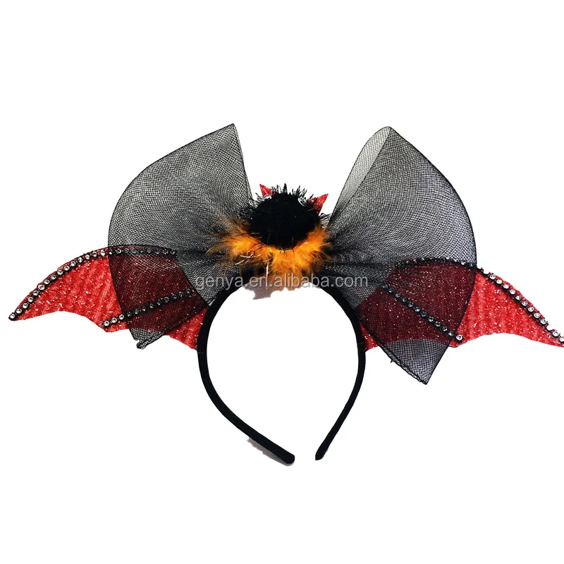 Genya Bat Halloween Headband Glitter Wings Headwear Costume Hair Hoop