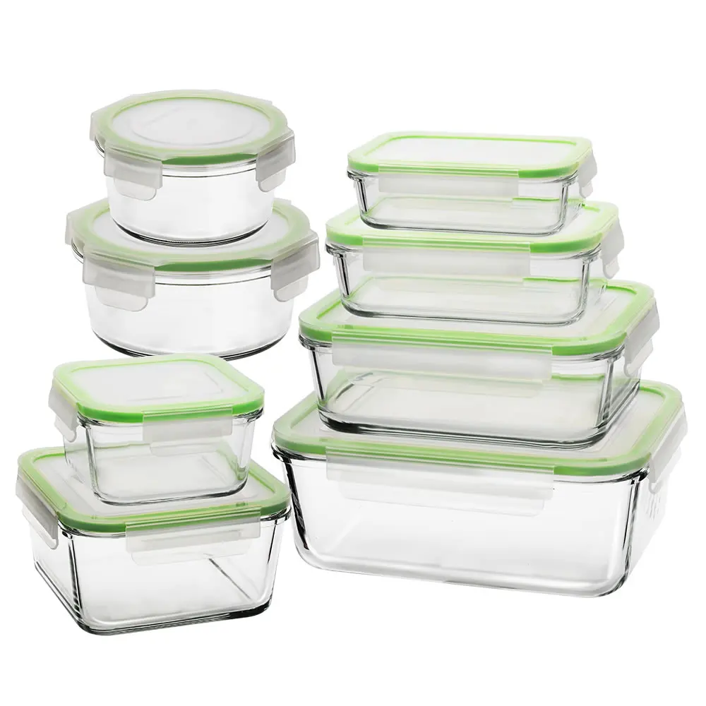 

Stackable Kitchen High Borosilicate Glass Food Storage Container With Air Lid
