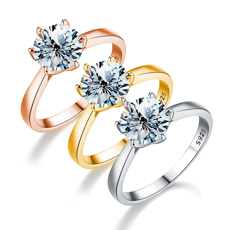 

custom gra certified diamond moissanite ring 925 sterling silver 14k 18k 1 2 3 5 ct carat vvs iced cut for women wedding Jewelry