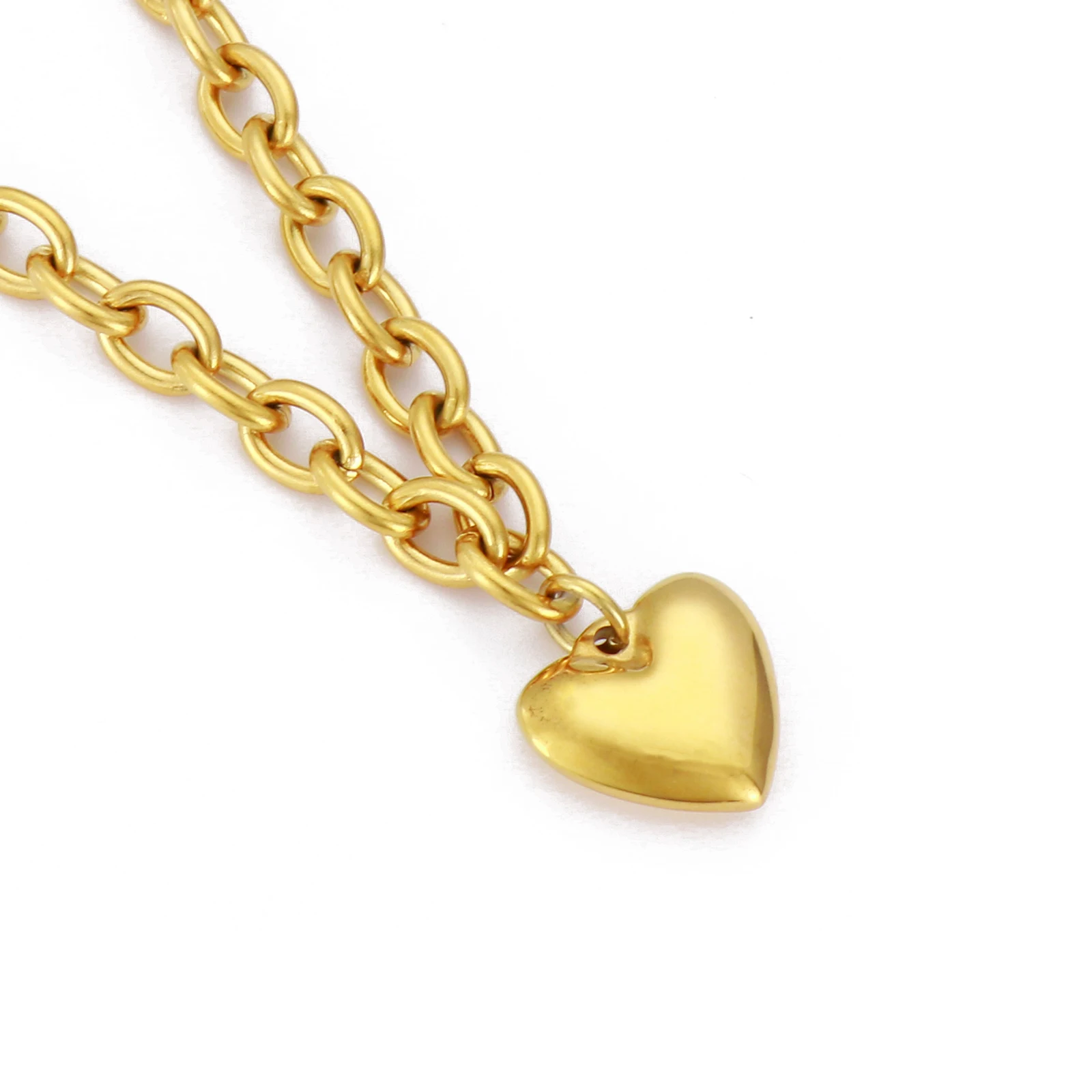 

Simple Fashion Heart Pendant Necklaces 18K Gold Plating Women Stainless Steel Jewelry Necklace