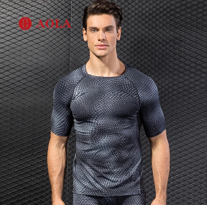 

AOLA Mens Workout Shirts Loose Fit Custom Gym Muscle Outfits Dropshipping Sport Shirt Men Fitness Clothing, Picture showed
