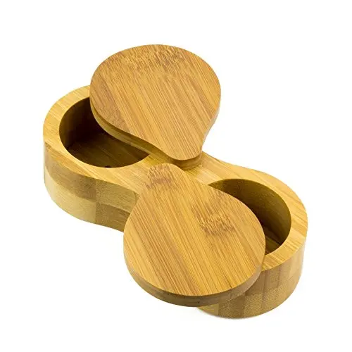 Double Round Spice Box Ecofriendly Bamboo Jar Herb & Spice Tools Salt Pigs Cellars & Servers