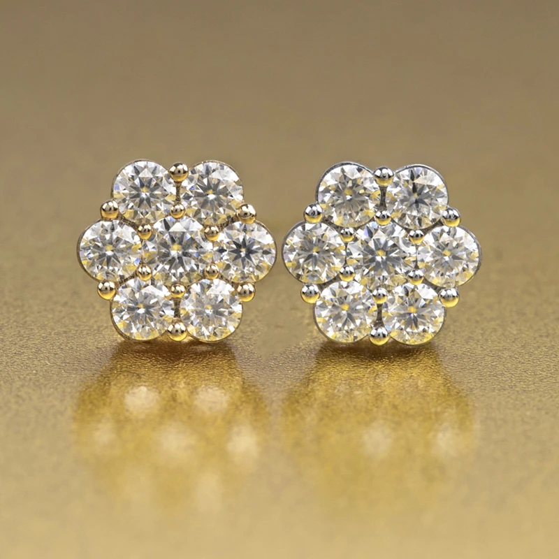 

Hot sale s925 with moissanite diamond flower earring stud flower moissanite stud earrings for women