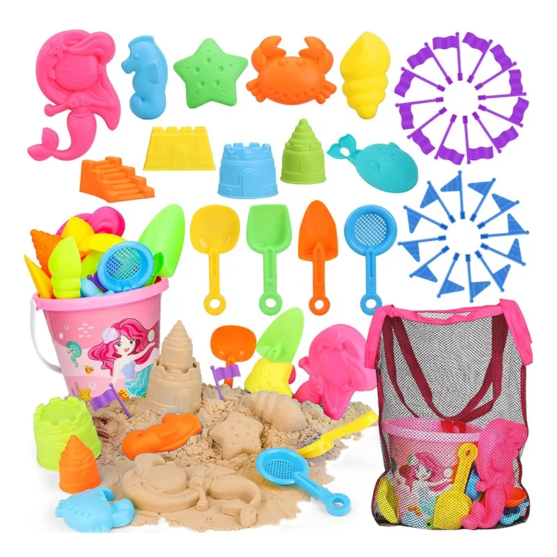 

(Only for US customers) TOY Life 40PCS Kids Plastic Shovel Spade Beach Playing Set Sand Toys Beach Buckets with Bag