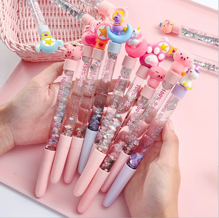 

best sale kids gift Quicksand creative oil fairy neutral pen lovely stationery students coloring gel pen for girls and boys