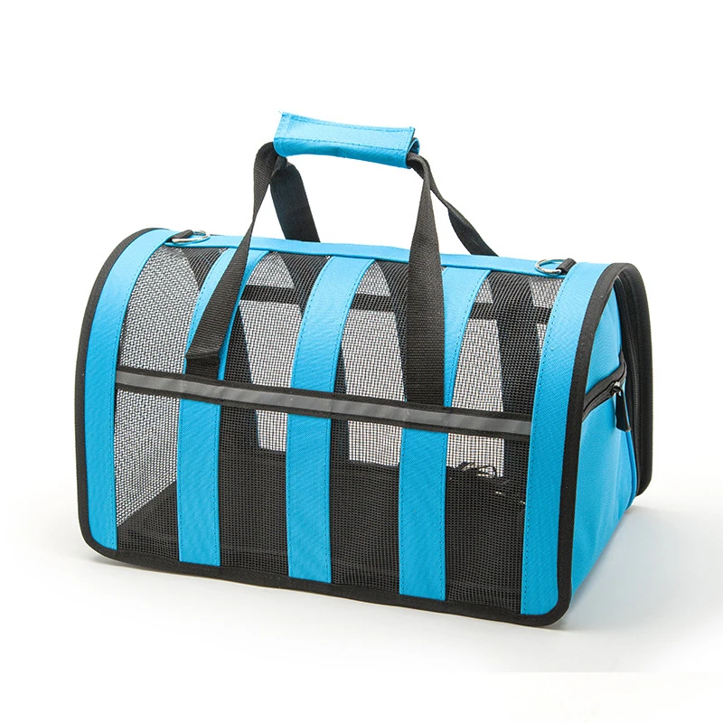 

Outdoor Dog Bags Travel Pet Nylon Stripe Breathable Colorful Handbag Pet Cages Carriers, Red blue black